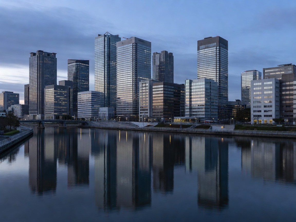 Financial district buildings in Tokyo representing Japanese sovereign debt markets and domestic bond absorption